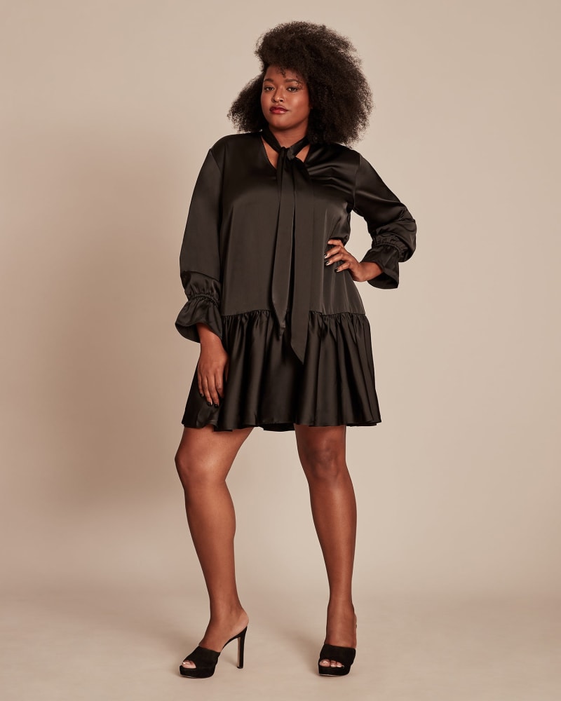 Front of a model wearing a size 12 Anita Dress in Black by 11 Honoré Collection. | dia_product_style_image_id:227702